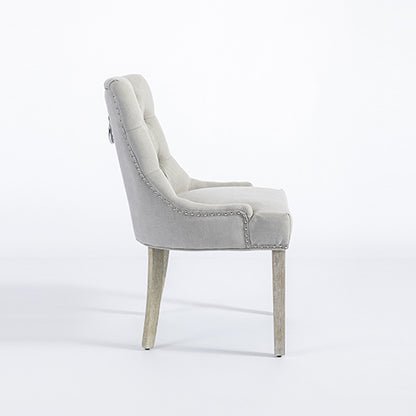 Coaster 2X Dining Chair Light Grey Linen White Wash Legs - Cosy Abode