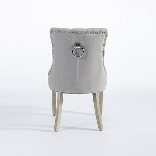 Coaster 2X Dining Chair Light Grey Linen White Wash Legs - Cosy Abode