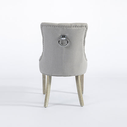 Coaster 2X Dining Chair Light Grey Linen White Wash Legs - Cosy Abode