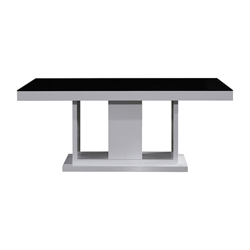 Dining Table in Rectangular Shape High Glossy MDF Wooden Base Combination of Black & White Colour - Cosy Abode