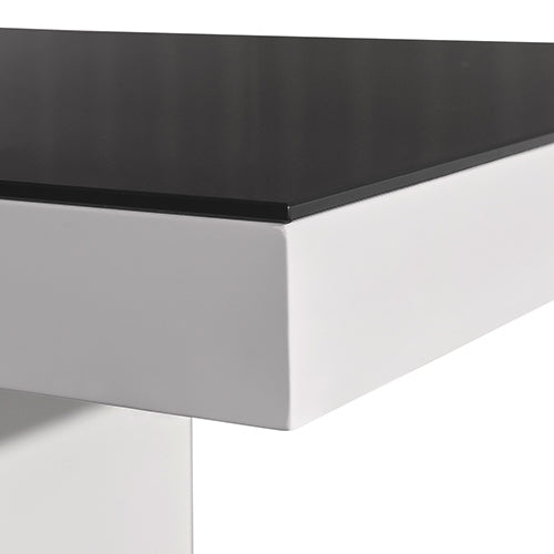 Dining Table in Rectangular Shape High Glossy MDF Wooden Base Combination of Black & White Colour - Cosy Abode