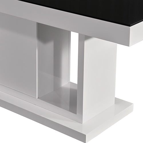 Dining Table in Rectangular Shape High Glossy MDF Wooden Base Combination of Black & White Colour - Cosy Abode