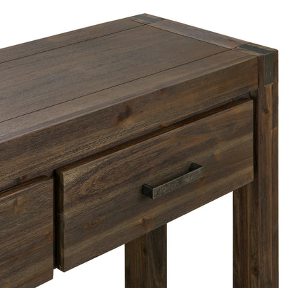 Hall Table 2 Storage Drawers Solid Acacia Wooden Frame Hallway in Chocolate Color - Cosy Abode
