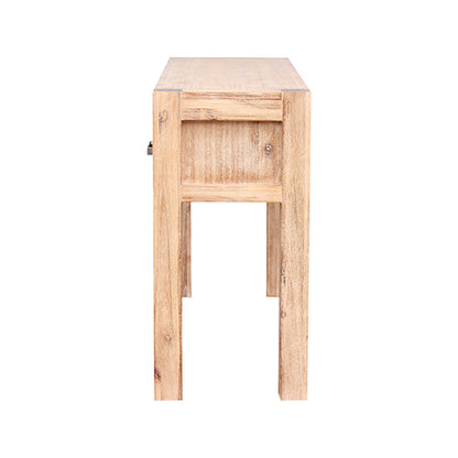 Hall Table 2 Storage Drawers Solid Acacia Wooden Frame Hallway in Oak Color - Cosy Abode