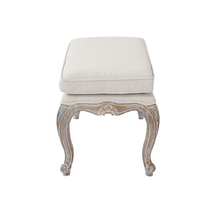 Ottoman Linen Fabric Beige Oak Wood White Washed Finish - Cosy Abode