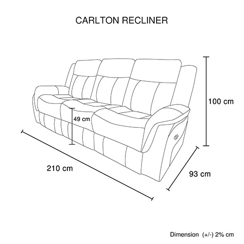 Carlton 3R Finest Fabric Recliner Sturdy Construction Metal Mechanism - Cosy Abode