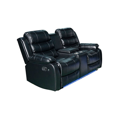 Chelsea 2R Seater Finest Leatherette Recliner Feature Console LED Light Ultra Cushioned - Cosy Abode