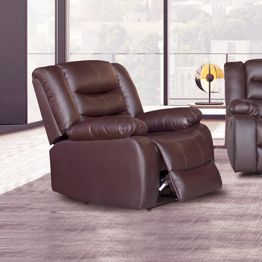 Single Seater Recliner Sofa Chair In Faux Leather Lounge Couch Armchair in Brown - Cosy Abode