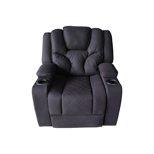 Electric Recliner Stylish Rhino Fabric Black 1 Seater Lounge Armchair with LED Features - Cosy Abode