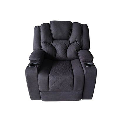 Electric Recliner Stylish Rhino Fabric Black 1 Seater Lounge Armchair with LED Features - Cosy Abode