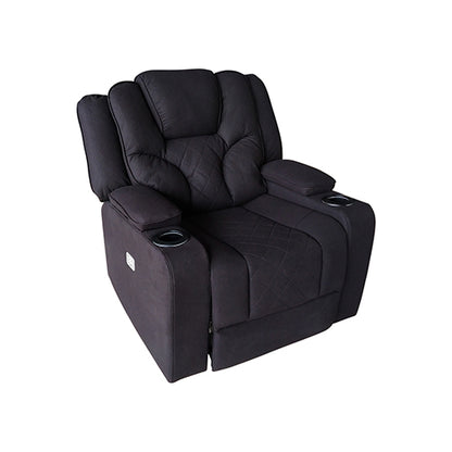 Electric Recliner Stylish Rhino Fabric Black 1 Seater Lounge Armchair with LED Features - Cosy Abode