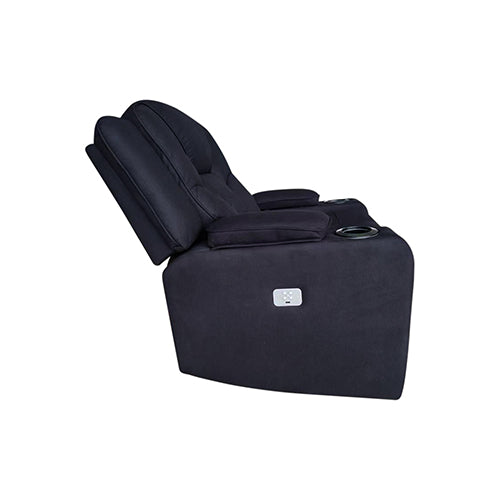 Electric Recliner Stylish Rhino Fabric Black 1 Seater Lounge Armchair with LED Features - Cosy Abode
