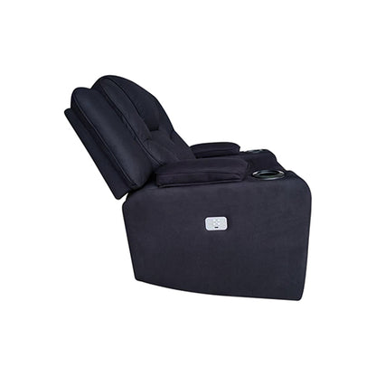Electric Recliner Stylish Rhino Fabric Black 1 Seater Lounge Armchair with LED Features - Cosy Abode