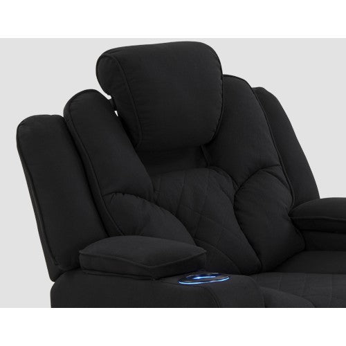 Electric Recliner Stylish Rhino Fabric Black 1 Seater Lounge Armchair with LED Features - Cosy Abode