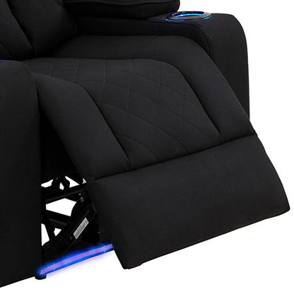 Electric Recliner Stylish Rhino Fabric Black 1 Seater Lounge Armchair with LED Features - Cosy Abode