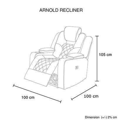 Electric Recliner Stylish Rhino Fabric Black 1 Seater Lounge Armchair with LED Features - Cosy Abode