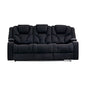 Electric Recliner Stylish Rhino Fabric Black Couch 3 Seater Lounge with LED Features - Cosy Abode