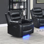 Chelsea 3R+1R+1R Seater Finest Leatherette Recliner Feature Console LED Light Ultra Cushioned - Cosy Abode