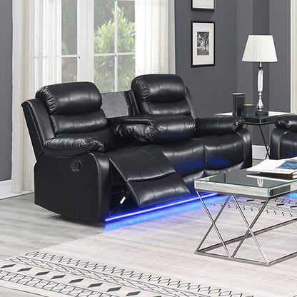 Chelsea 3R+1R+1R Seater Finest Leatherette Recliner Feature Console LED Light Ultra Cushioned - Cosy Abode
