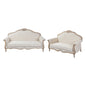 Oak Wood White Washed Finish Rolled Armrest 3+2 Seater Sofa Set Linen Fabric - Cosy Abode