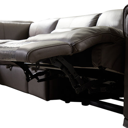 Corner Sofa Square Wedge Finest Genuine Leather Grey Electric Recliner Storage Drawer with 2x Cup Holders Lounge Set for Living Room - Cosy Abode