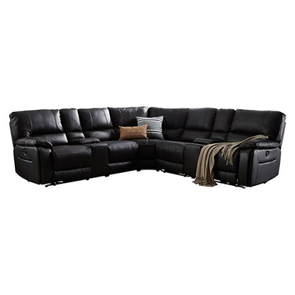 Round Corner Genuine Leather Dark Brown Electric Recliner with 2x Cup Holders Lounge Set for Living Room - Cosy Abode