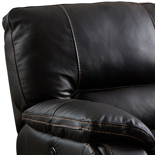 Round Corner Genuine Leather Dark Brown Electric Recliner with 2x Cup Holders Lounge Set for Living Room - Cosy Abode