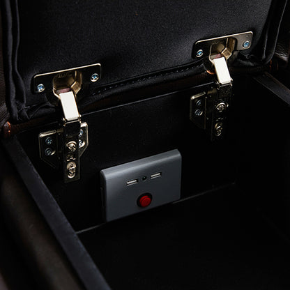 Round Corner Genuine Leather Dark Brown Electric Recliner with 2x Cup Holders Lounge Set for Living Room - Cosy Abode