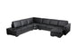Lounge Set Luxurious 6 Seater Bonded Leather Corner Sofa Living Room Couch in Black with Chaise - Cosy Abode