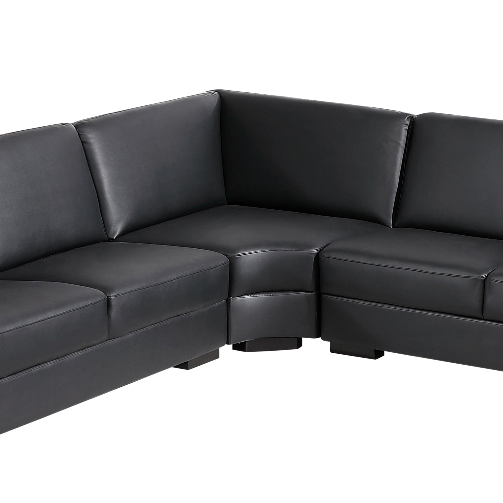 Lounge Set Luxurious 6 Seater Bonded Leather Corner Sofa Living Room Couch in Black with Chaise - Cosy Abode