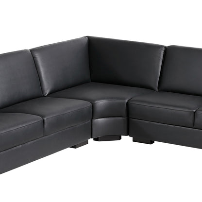 Lounge Set Luxurious 6 Seater Bonded Leather Corner Sofa Living Room Couch in Black with Chaise - Cosy Abode