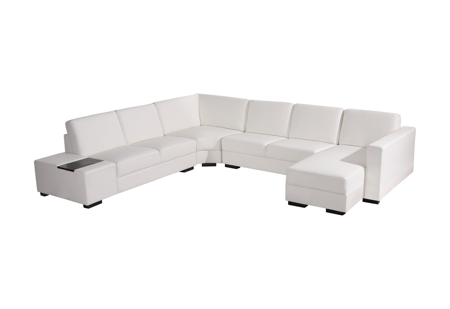 Lounge Set Luxurious 6 Seater Bonded Leather Corner Sofa Living Room Couch in White with Chaise - Cosy Abode