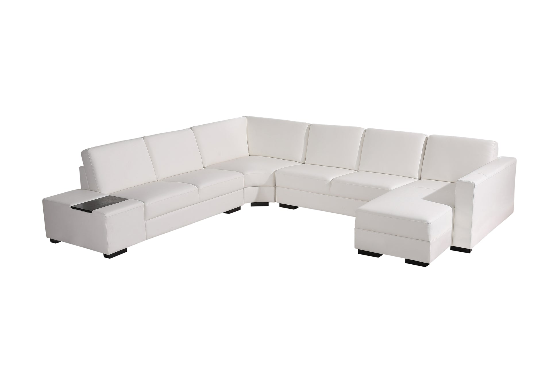 Lounge Set Luxurious 6 Seater Bonded Leather Corner Sofa Living Room Couch in White with Chaise - Cosy Abode