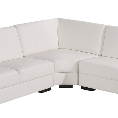 Lounge Set Luxurious 6 Seater Bonded Leather Corner Sofa Living Room Couch in White with Chaise - Cosy Abode