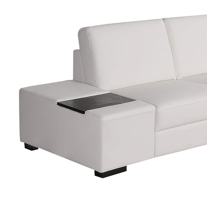 Lounge Set Luxurious 6 Seater Bonded Leather Corner Sofa Living Room Couch in White with Chaise - Cosy Abode