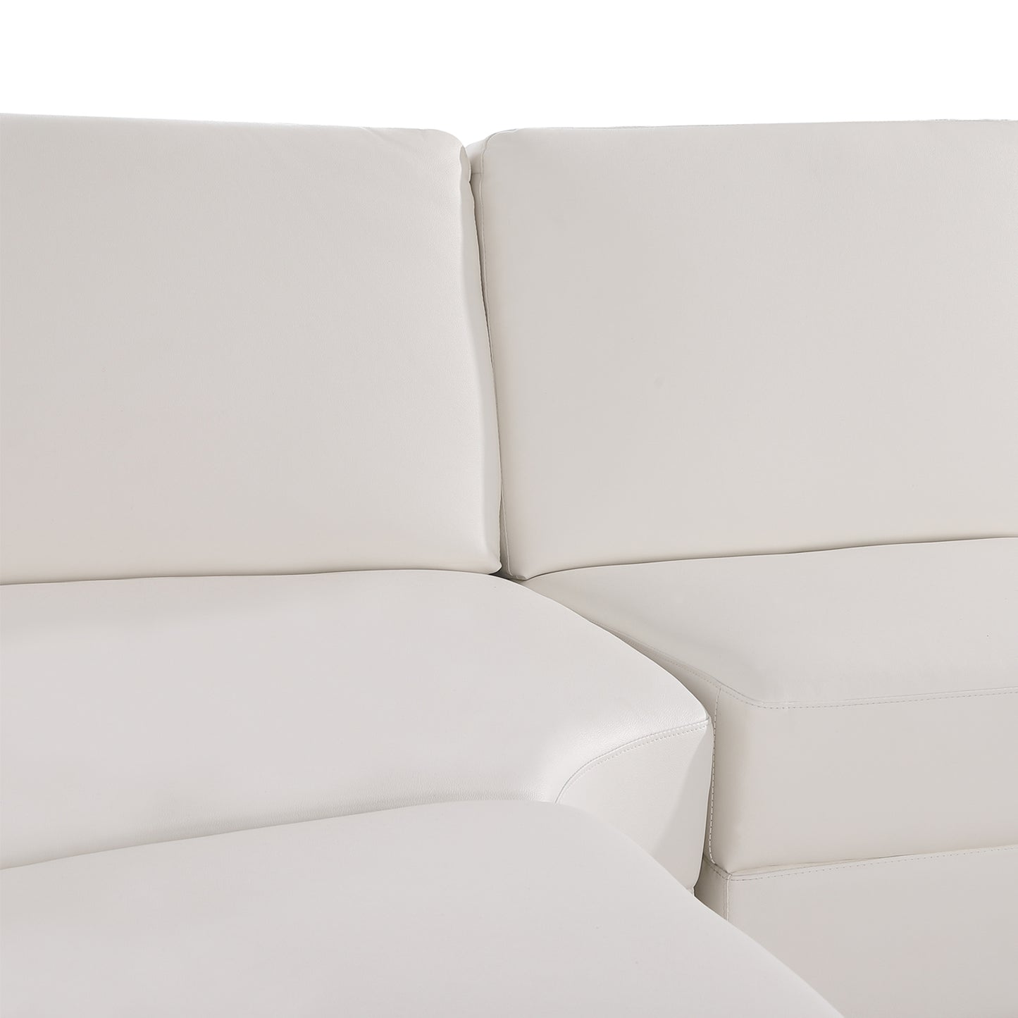 Lounge Set Luxurious 6 Seater Bonded Leather Corner Sofa Living Room Couch in White with Chaise - Cosy Abode