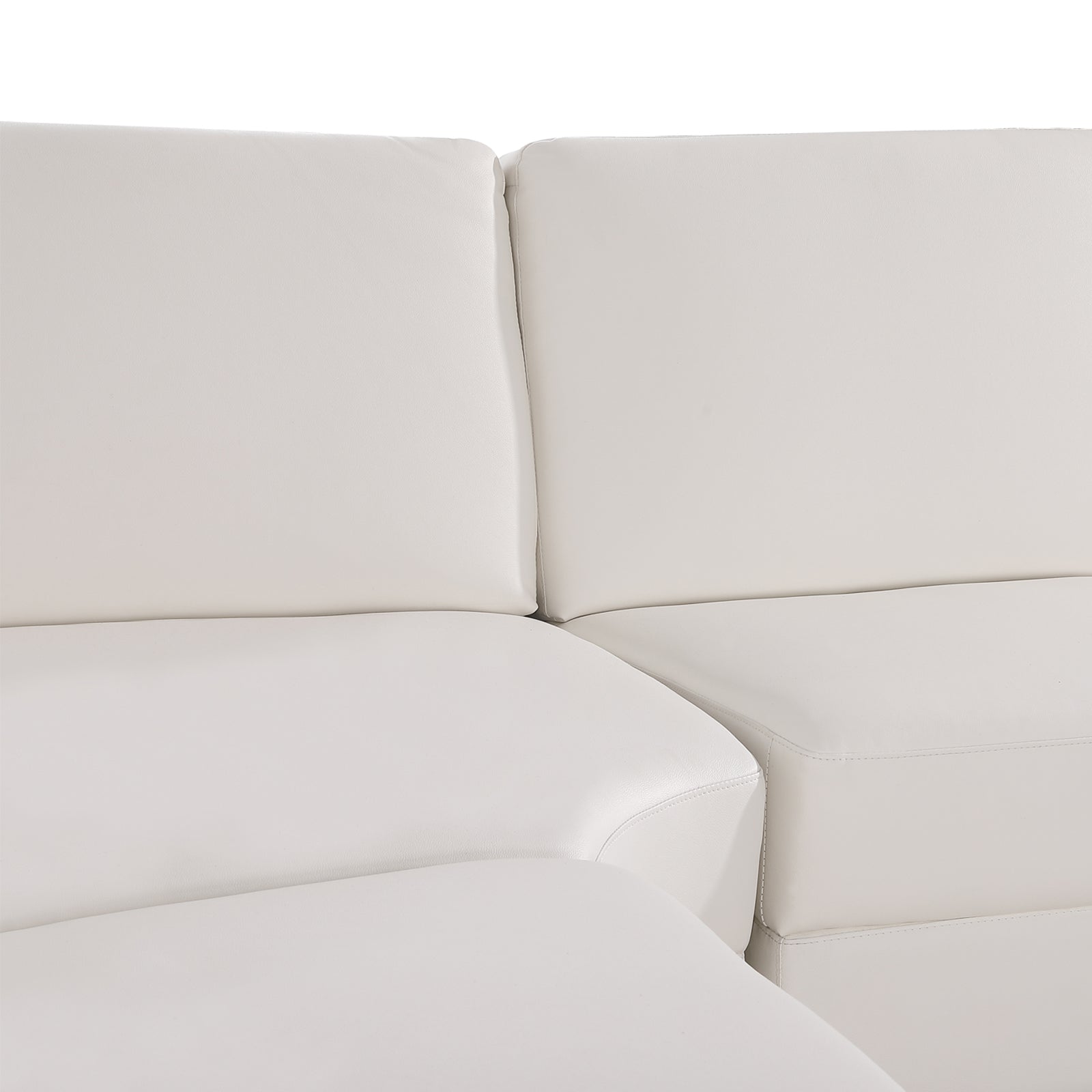 Lounge Set Luxurious 6 Seater Bonded Leather Corner Sofa Living Room Couch in White with Chaise - Cosy Abode