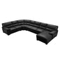 Lounge Set Luxurious 7 Seater Bonded Leather Corner Sofa Living Room Couch in Black with Chaise - Cosy Abode