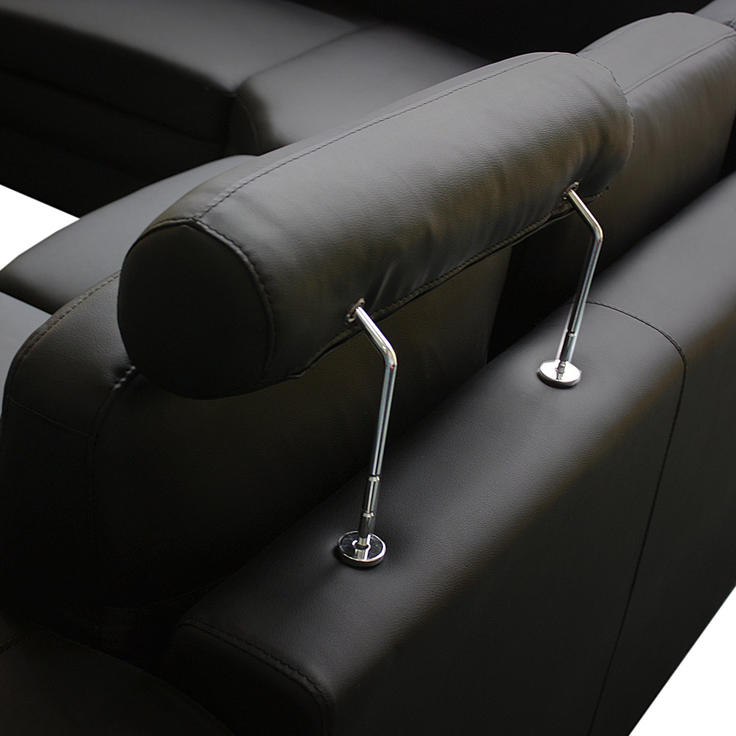 Lounge Set Luxurious 6 Seater Faux Leather Corner Sofa Living Room Couch in Black with 2x Ottomans - Cosy Abode
