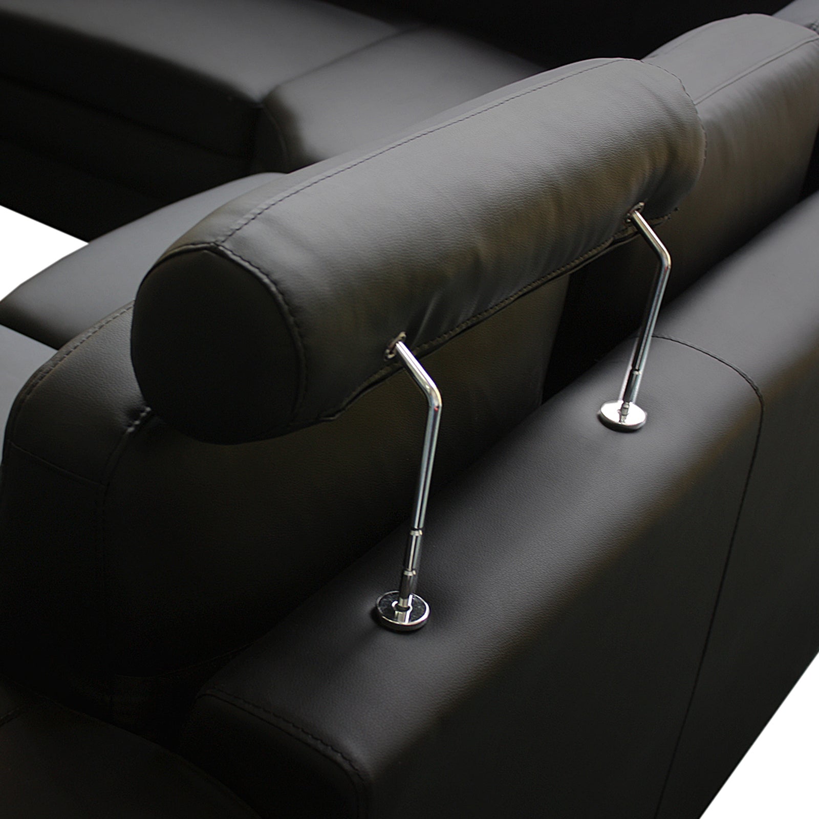 Lounge Set Luxurious 6 Seater Faux Leather Corner Sofa Living Room Couch in Black with 2x Ottomans - Cosy Abode