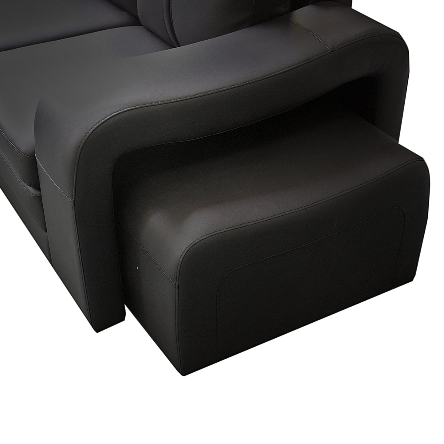 Lounge Set Luxurious 6 Seater Faux Leather Corner Sofa Living Room Couch in Black with 2x Ottomans - Cosy Abode