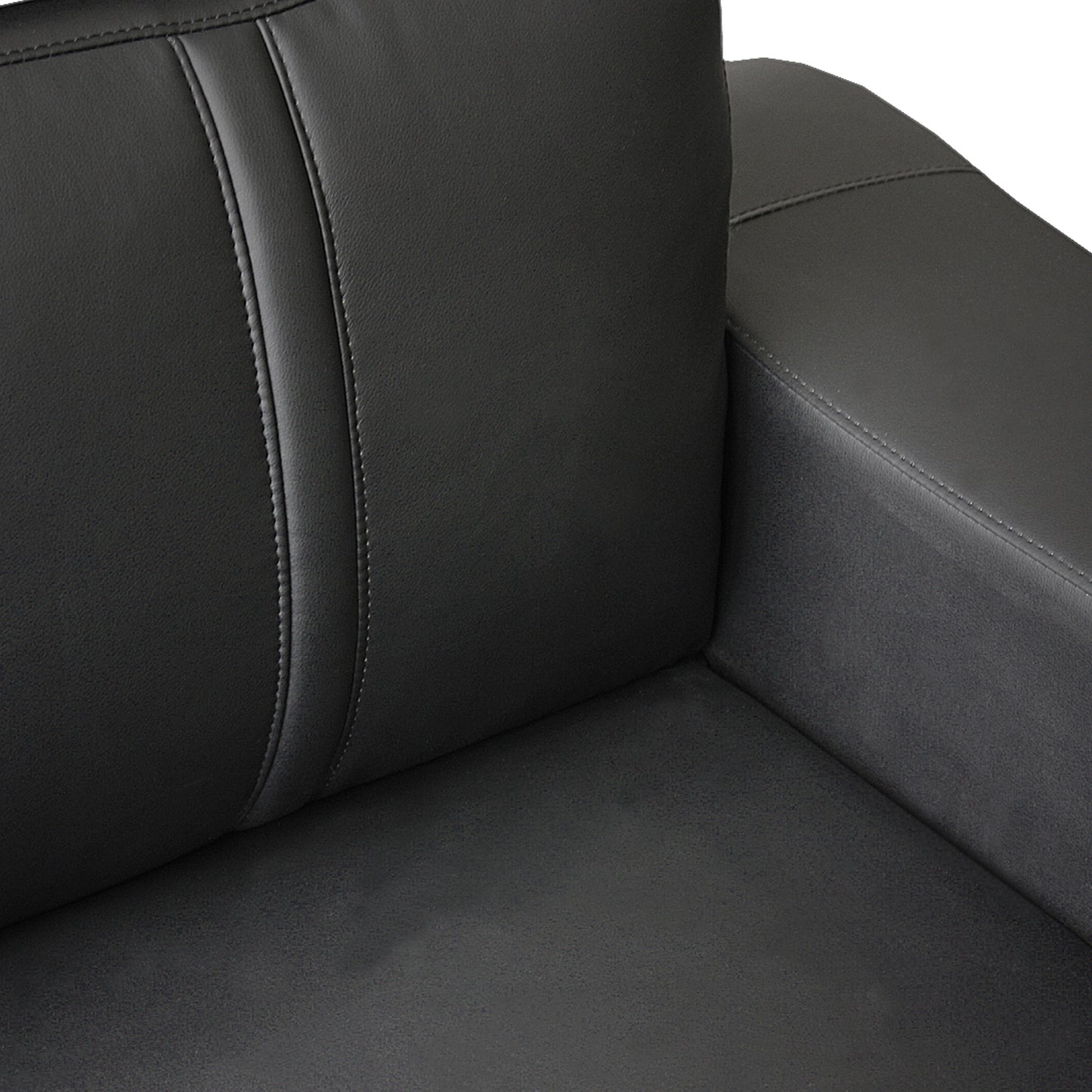 Lounge Set Luxurious 6 Seater Faux Leather Corner Sofa Living Room Couch in Black with 2x Ottomans - Cosy Abode