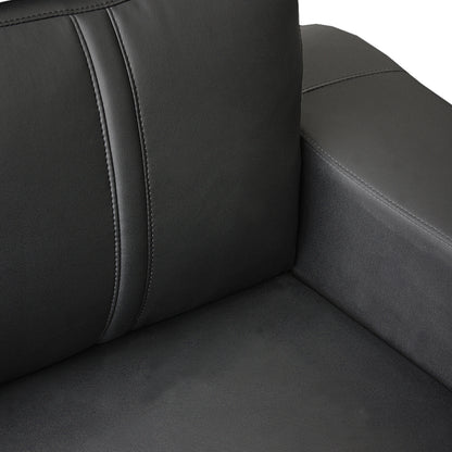 Lounge Set Luxurious 6 Seater Faux Leather Corner Sofa Living Room Couch in Black with 2x Ottomans - Cosy Abode