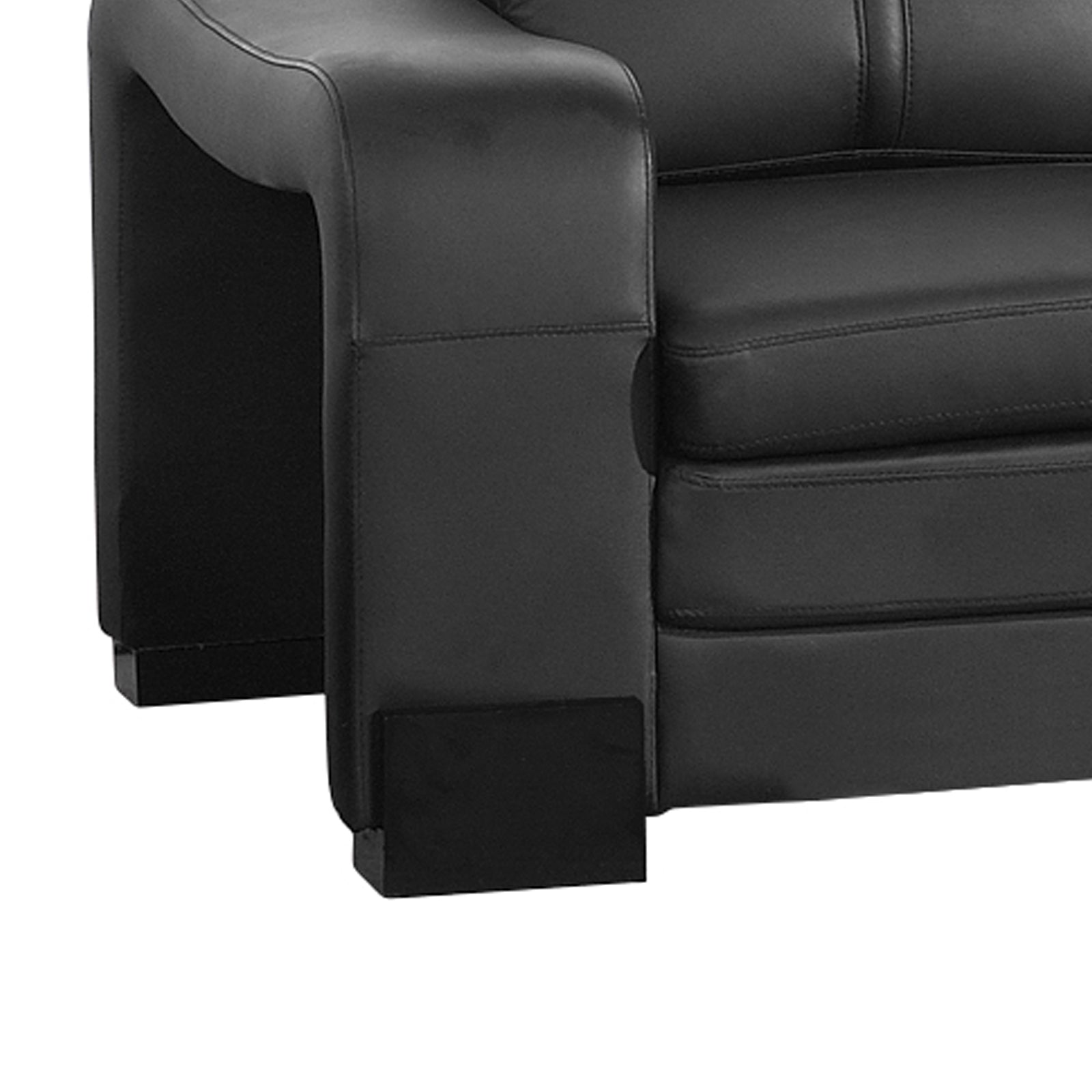 Lounge Set Luxurious 6 Seater Faux Leather Corner Sofa Living Room Couch in Black with 2x Ottomans - Cosy Abode
