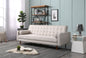 Sofa Bed 3 Seater Button Tufted Lounge Set for Living Room Couch in Fabric Beige Colour - Cosy Abode