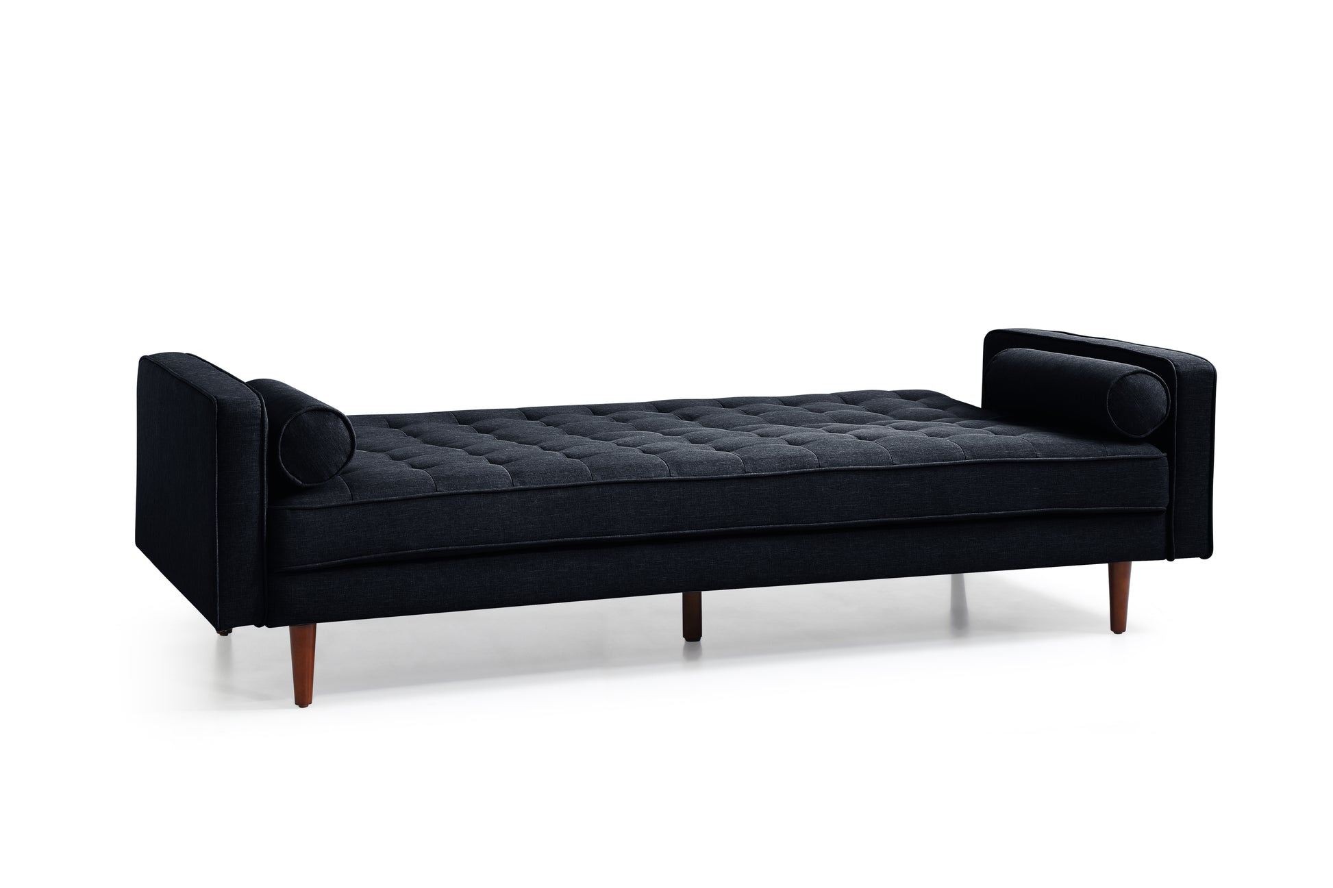 Sofa Bed 3 Seater Button Tufted Lounge Set for Living Room Couch in Velvet Black Colour - Cosy Abode