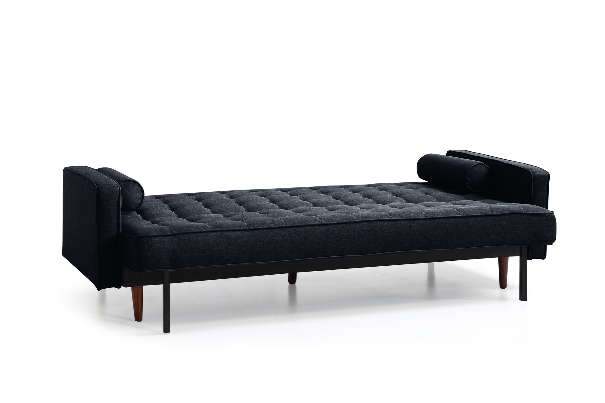 Sofa Bed 3 Seater Button Tufted Lounge Set for Living Room Couch in Velvet Black Colour - Cosy Abode