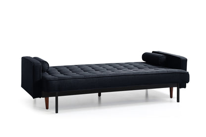 Sofa Bed 3 Seater Button Tufted Lounge Set for Living Room Couch in Velvet Black Colour - Cosy Abode