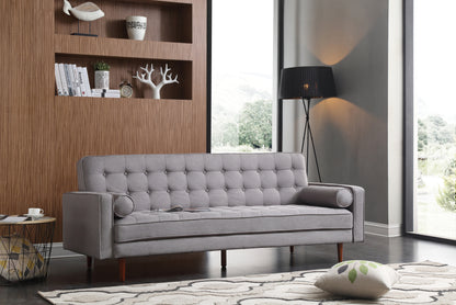 Sofa Bed 3 Seater Button Tufted Lounge Set for Living Room Couch in Fabric Grey Colour - Cosy Abode