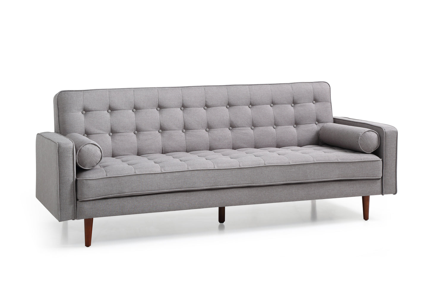 Sofa Bed 3 Seater Button Tufted Lounge Set for Living Room Couch in Fabric Grey Colour - Cosy Abode